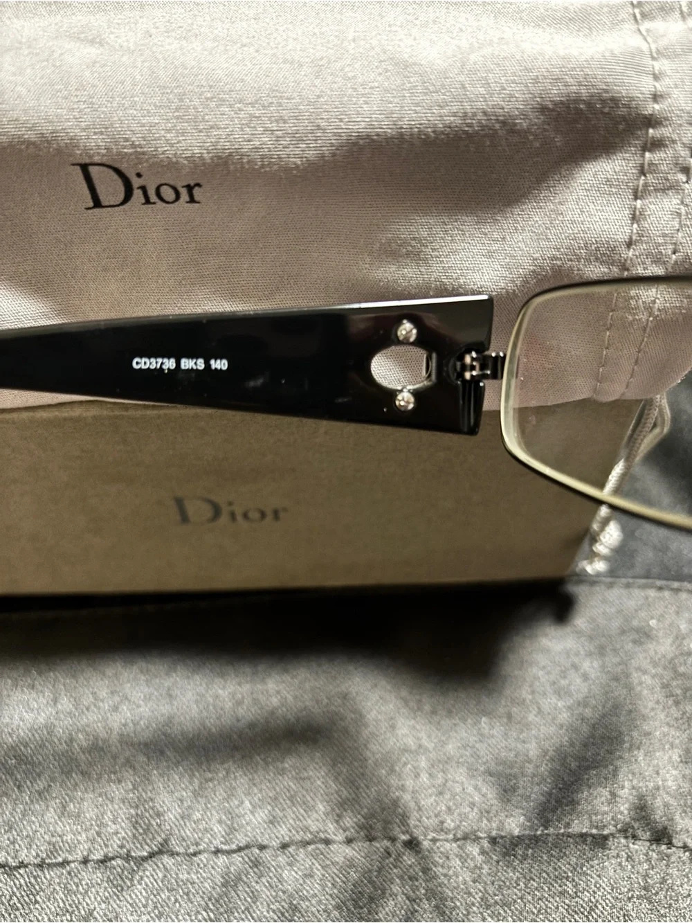 Dior Black and Gold Rectangular Eyeglasses